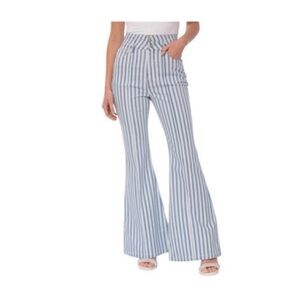 Avec Les Filles Light Blue Striped Flare Jeans size 28